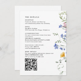 水彩ワイルドフラワー詳細&QRコー結婚ド エンクロージャーカード