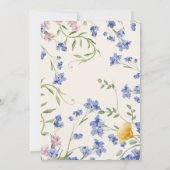 水彩ワイルドフラワー詳細&QRコー結婚ド セーブザデート (裏面)