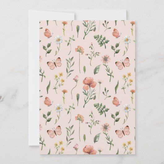 水彩ワイルドフラワー誕生日サンキューカード サンキューカード (裏面)