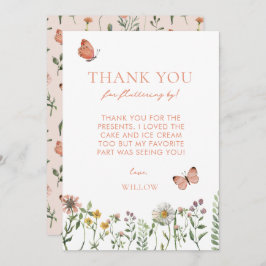 水彩ワイルドフラワー誕生日サンキューカード サンキューカード