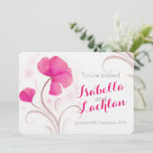 水彩ワイルドフラワー赤ピンクの結婚式の招待 招待状 (スタンド正面)