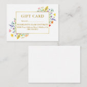 水彩ワイルドフラワー金ゴールドフレームギフトカード ノートカード (正面/裏面)