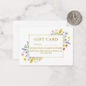 水彩ワイルドフラワー金ゴールドフレームギフトカード ノートカード (正面/裏面インサイチュ)