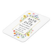 水彩ワイルドフラワー金ゴールドフレーム日付の保存 マグネット (左側)