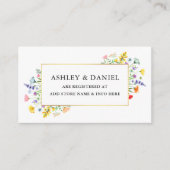 水彩ワイルドフラワー金ゴールドフレーム結婚ズレジストリ エンクロージャーカード (正面)