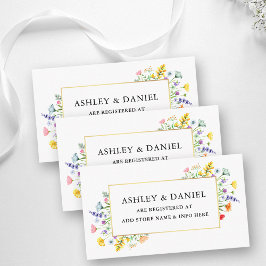 水彩ワイルドフラワー金ゴールドフレーム結婚ズレジストリ エンクロージャーカード
