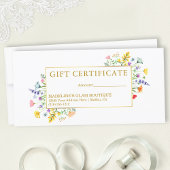 水彩ワイルドフラワー金ゴールド枠ギフト証明書