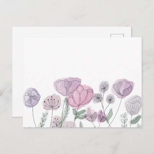 水彩ワイルドフラワー開花 シーズンポストカード (正面/裏面)