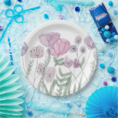 水彩ワイルドフラワー開花 ペーパープレート (パーティー)