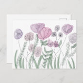 水彩ワイルドフラワー開花 案内ポストカード (正面/裏面)