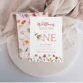 水彩ワイルドフラワー1歳誕生日パーティー 招待状