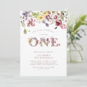 水彩ワイルドフラワー1stバースデーメイブガール 招待状 (スタンド正面)