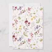 水彩ワイルドフラワー1stバースデーメイブガール 招待状 (裏面)