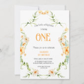 水彩ワイルドフラワー1stバースデーメイブガール 招待状 (正面)