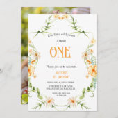 水彩ワイルドフラワー1stバースデーメイブガール 招待状 (正面/裏面)