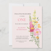 水彩ワイルドフラワー1stバースデーメイブガール 招待状 (正面)