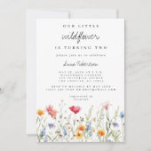 水彩ワイルドフラワー2回目の誕生日パーティー 招待状 (正面)