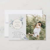 水彩ワイルドフラワー2枚の写真保存日 招待状 (正面)