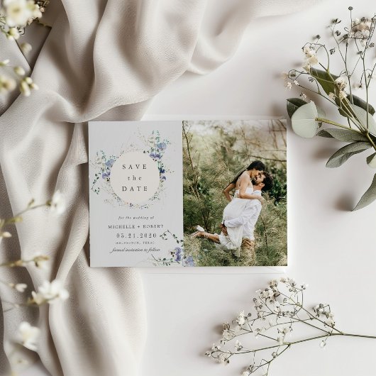 水彩ワイルドフラワー2枚の写真保存日 招待状