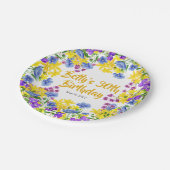 水彩ワイルドフラワー30th誕生日パーティー ペーパープレート (アングル)