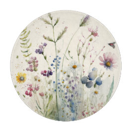 水彩ワイルドフラワー カッティングボード