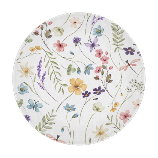 水彩ワイルドフラワー | カッティングボード (正面)