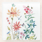 水彩ワイルドフラワー ガラスコースター (正面)