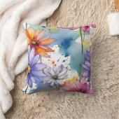 水彩ワイルドフラワー クッション (ブランケット)