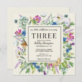 水彩ワイルドフラワー |フローラ誕生日 |任意の年齢 招待状 (正面/裏面)