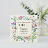 水彩ワイルドフラワー |フローラ誕生日 |任意の年齢 招待状 (スタンド正面)