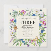 水彩ワイルドフラワー |フローラ誕生日 |任意の年齢 招待状 (正面)