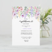 水彩ワイルドフラワー |ボタニカルベイビーシャワーInv 招待状 (スタンド正面)