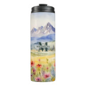 水彩ワイルドフラワー&マウンテンズモノグラム名 タンブラー (正面)