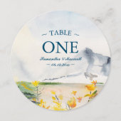 水彩ワイルドフラワー&マウンテンテーブル番号 招待状 (正面)