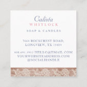 水彩ワイルドフラワー&リーフの正方形ビジネス スクエア名刺 (裏面)