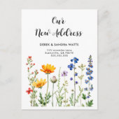 水彩ワイルドフラワー | 引っ越しました変化 案内ポストカード (正面)