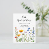 水彩ワイルドフラワー | 引っ越しました変化 案内ポストカード (スタンド正面)