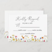 水彩ワイルドフラワー&蝶ボタニカル 出欠カード (正面/裏面)