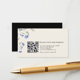 水彩ワイルドフラワー&QRコード結婚の詳細 エンクロージャーカード