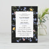 水彩ワイルドフラワーQRコード詳細RSVP 結婚's 招待状 (スタンド正面)