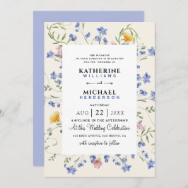 水彩ワイルドフラワーQRコード詳細RSVP 結婚's 招待状