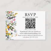 水彩ワイルドフラワーQR RSVP 結婚's エンクロージャーカード (正面)
