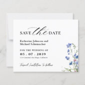 水彩ワイルドフラワーQRcode結婚式の日付を保存 (正面)