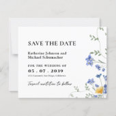 水彩ワイルドフラワーQRcode結婚式の日付を保存 (正面)