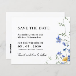 水彩ワイルドフラワーQRcode結婚式の日付を保存