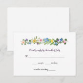 水彩ワイルドフラワーRSVP応答カード 出欠カード (正面/裏面)