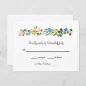 水彩ワイルドフラワーRSVP応答カード 出欠カード (正面/裏面)