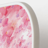 水彩ワイルドフローラルピンク白の名前 ピックルボールラケット (左詳細)