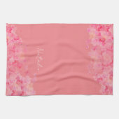 水彩ワイルドフローラル名ライトオレンジ キッチンタオル (横)