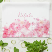 水彩ワイルドフローラル白 キッチンタオル (折り畳み)